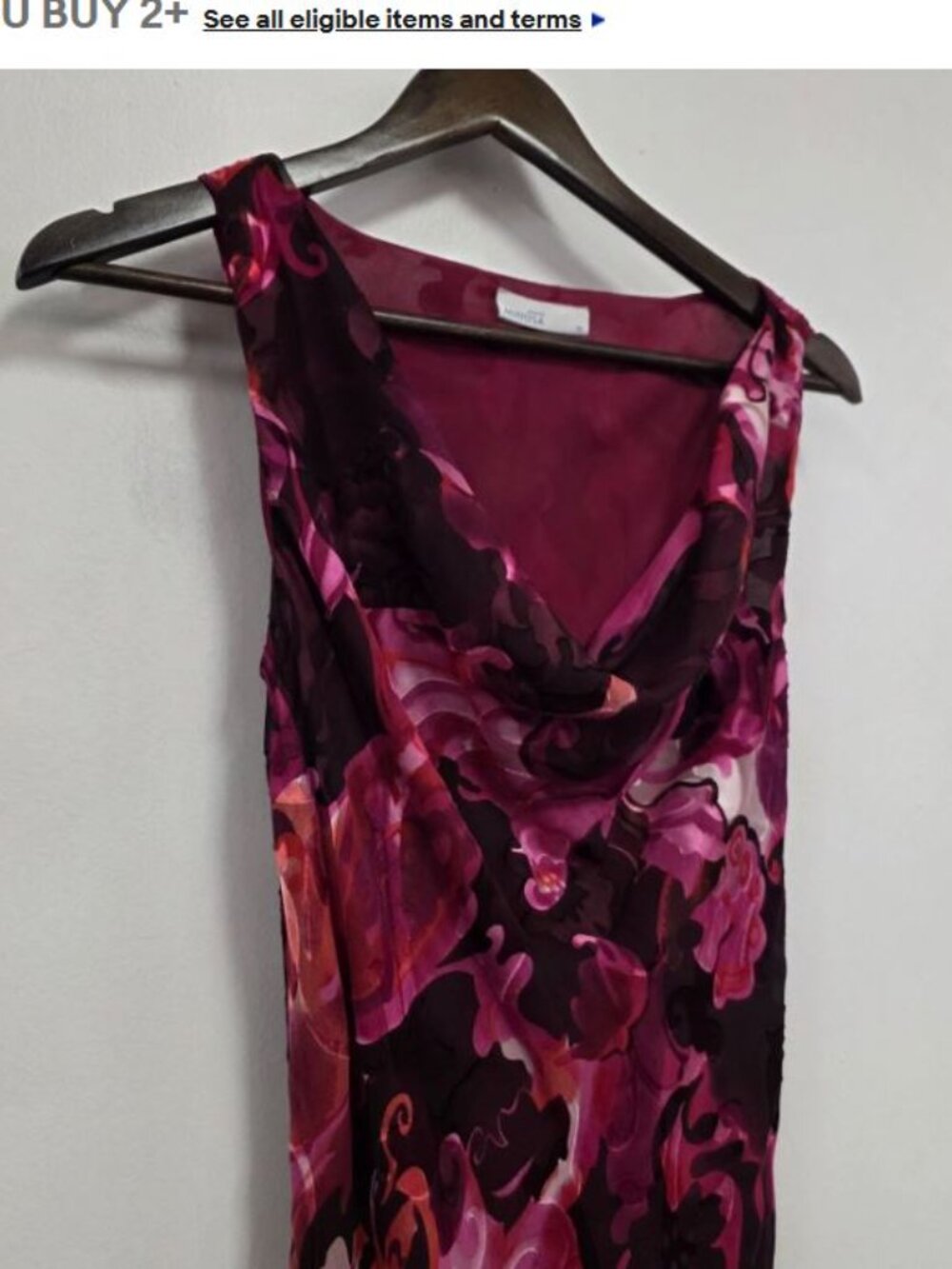 Vintage Y2K Silk Maxi Dress Fairy Size 10 Floral Whimsical Cowl Neck 90s Ruffle - Picture 4 of 10